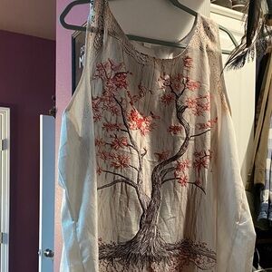 Sleeveless Top with Tree Design